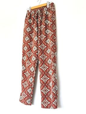 Women’s H&M Boho Pant Tile-Print Elastic Waist Wide-Leg Pants Size 6